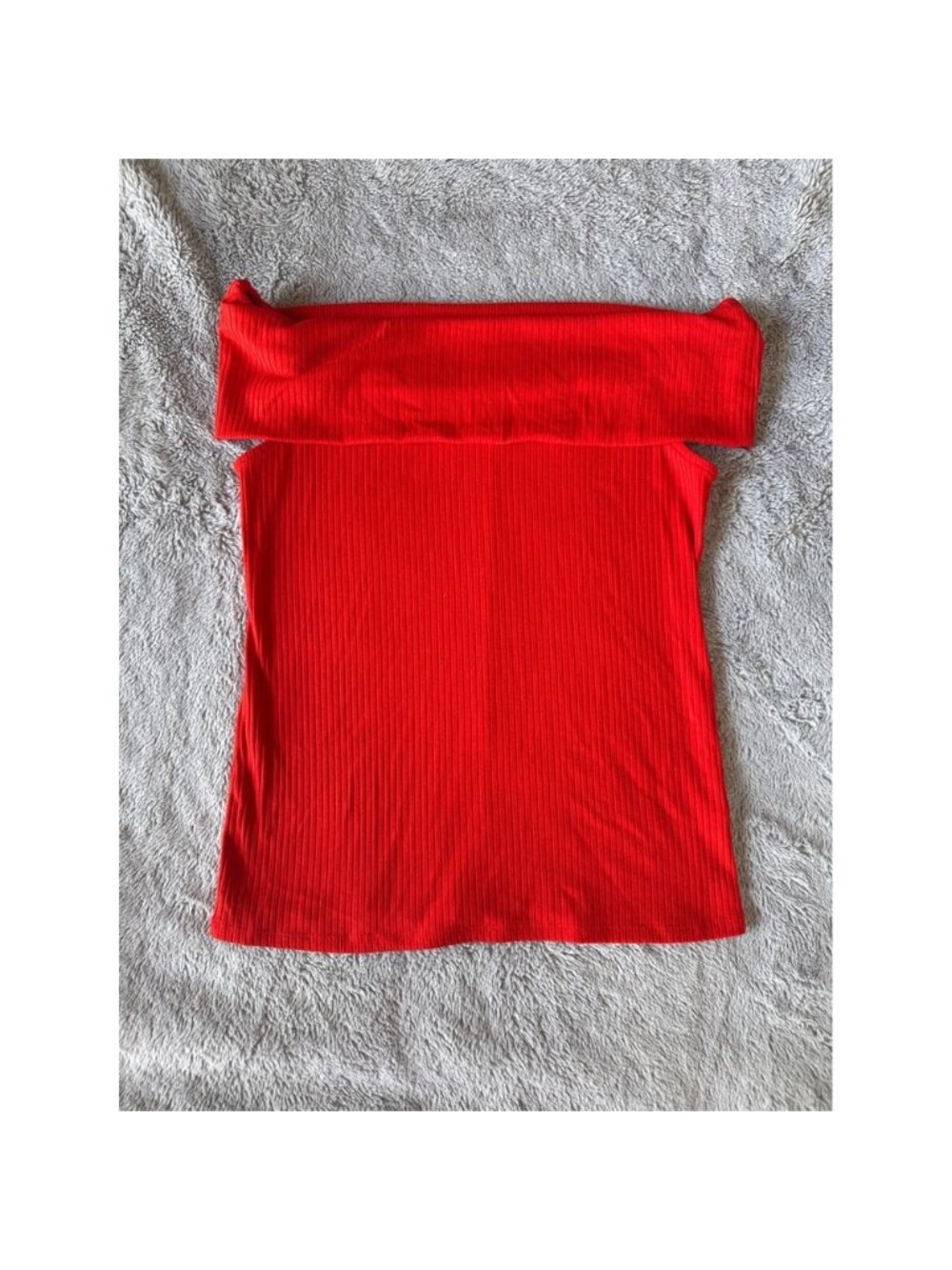 A New Day Red Off The Shoulder Ribbed Knit Top Bardot Short Sleeve Blouse Medium